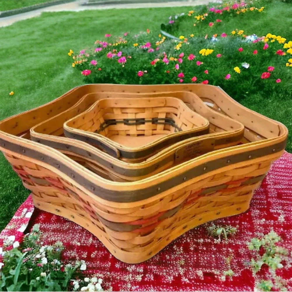 Longaberger Baskets Christmas 2001 Shining Star Collection Nesting Lot of 3